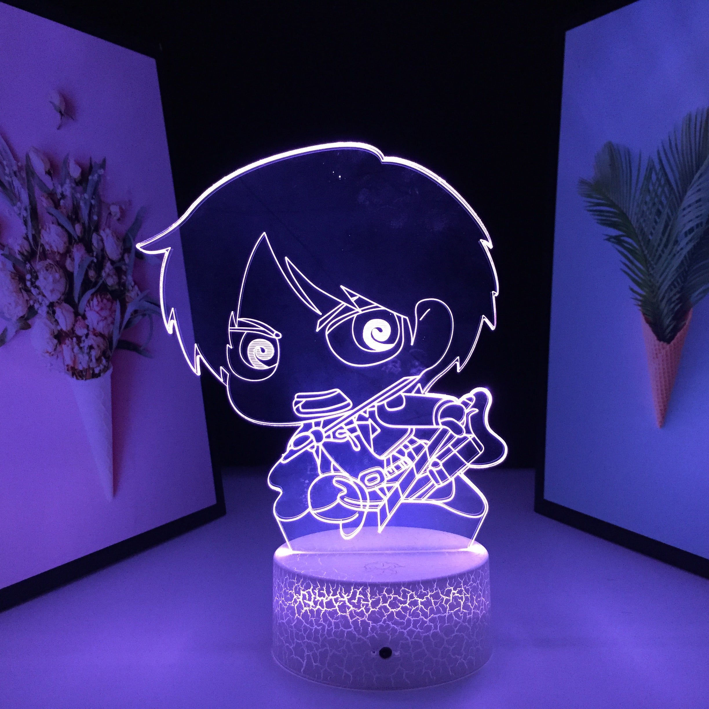 Eren Yeager Anime Figure Nightlight Kids LED Night Light for Cool Birthday Gift Bedroom Decor Light for Child Room Table 3D Lamp