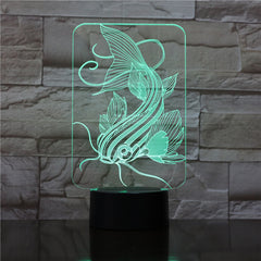 7 Color Changing Fishing 3D Lamp USB Charger Fish 3D Night Light Touch Button Remote Control Table Lamps Friends Kids Gift 1733
