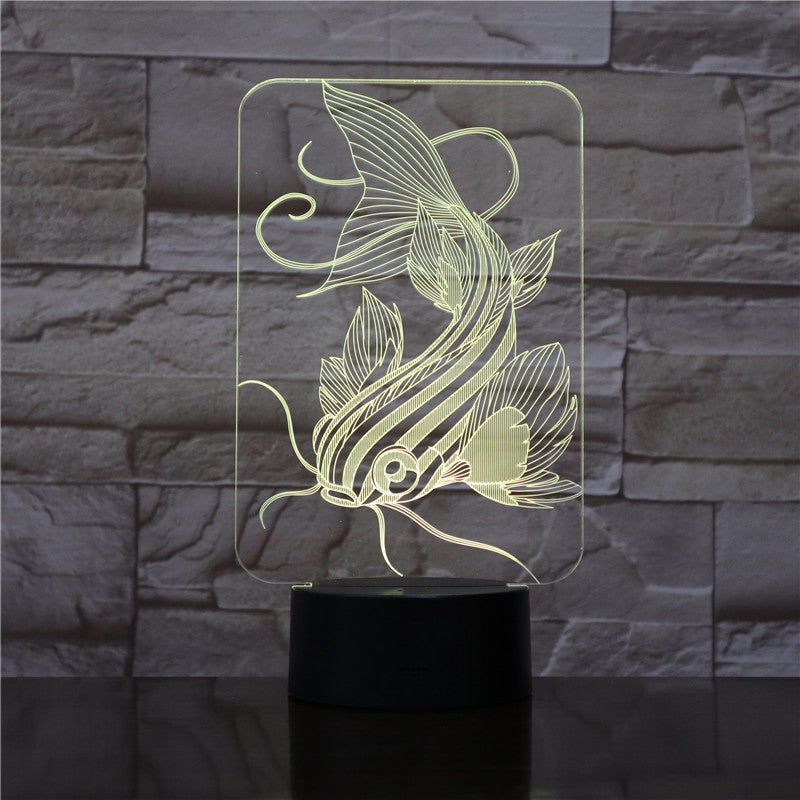 7 Color Changing Fishing 3D Lamp USB Charger Fish 3D Night Light Touch Button Remote Control Table Lamps Friends Kids Gift 1733