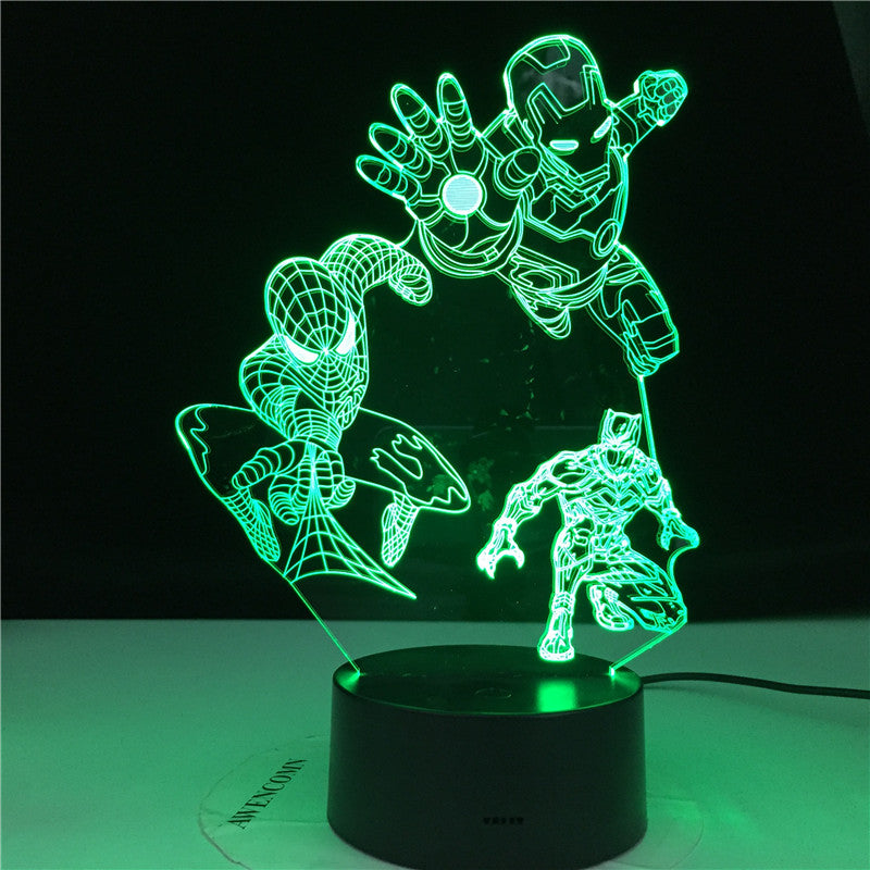 Marvel Heroes 3D Night Lights for Kids 7 Colors LED Illusion Bedroom Table Lamp Spiderman Black Panter Ironman Gifts Dropship