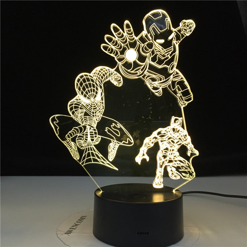 Marvel Heroes 3D Night Lights for Kids 7 Colors LED Illusion Bedroom Table Lamp Spiderman Black Panter Ironman Gifts Dropship