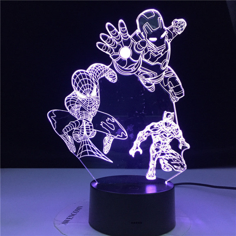 Marvel Heroes 3D Night Lights for Kids 7 Colors LED Illusion Bedroom Table Lamp Spiderman Black Panter Ironman Gifts Dropship