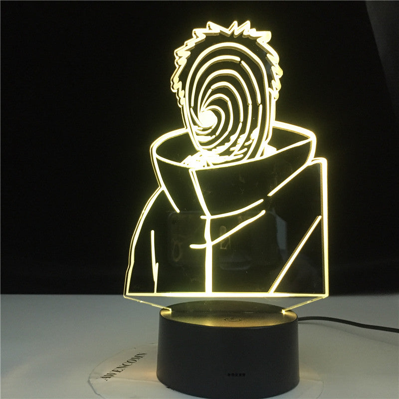 Obito Uchiha In Mask Figure 3d Led Night Light for Boys Kids Bedroom Decoration Color Changing Nightlight Table Lamp Naruto Gift