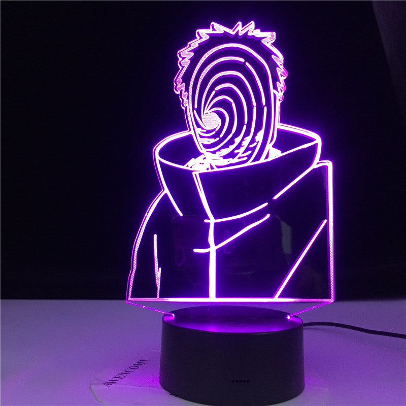Obito Uchiha In Mask Figure 3d Led Night Light for Boys Kids Bedroom Decoration Color Changing Nightlight Table Lamp Naruto Gift