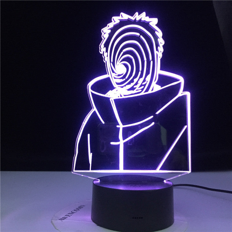 Obito Uchiha In Mask Figure 3d Led Night Light for Boys Kids Bedroom Decoration Color Changing Nightlight Table Lamp Naruto Gift