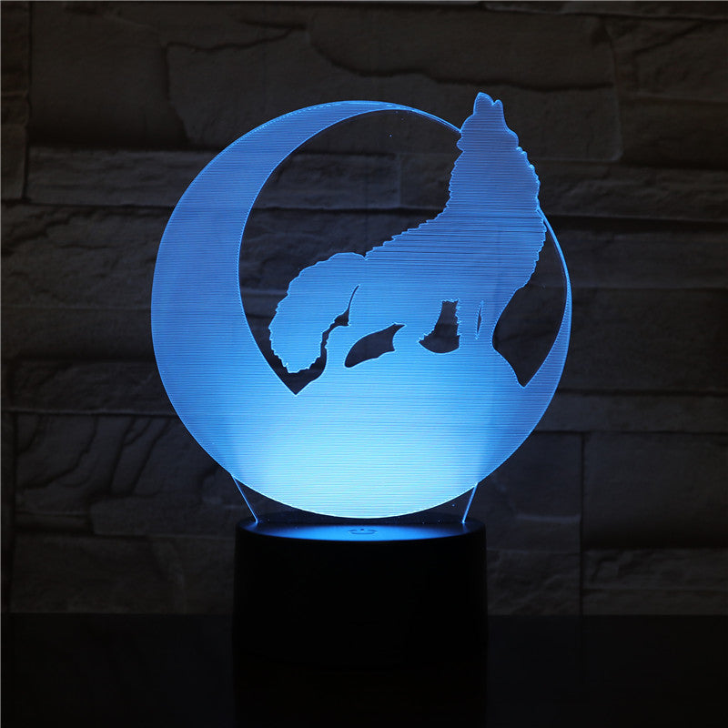 3D Wolf Howl In The Moon NightLight LED Animal Table Lamp 7 Colors USB Bedroom Bedside Sleep Light Home Decor Kids Gifts 2012