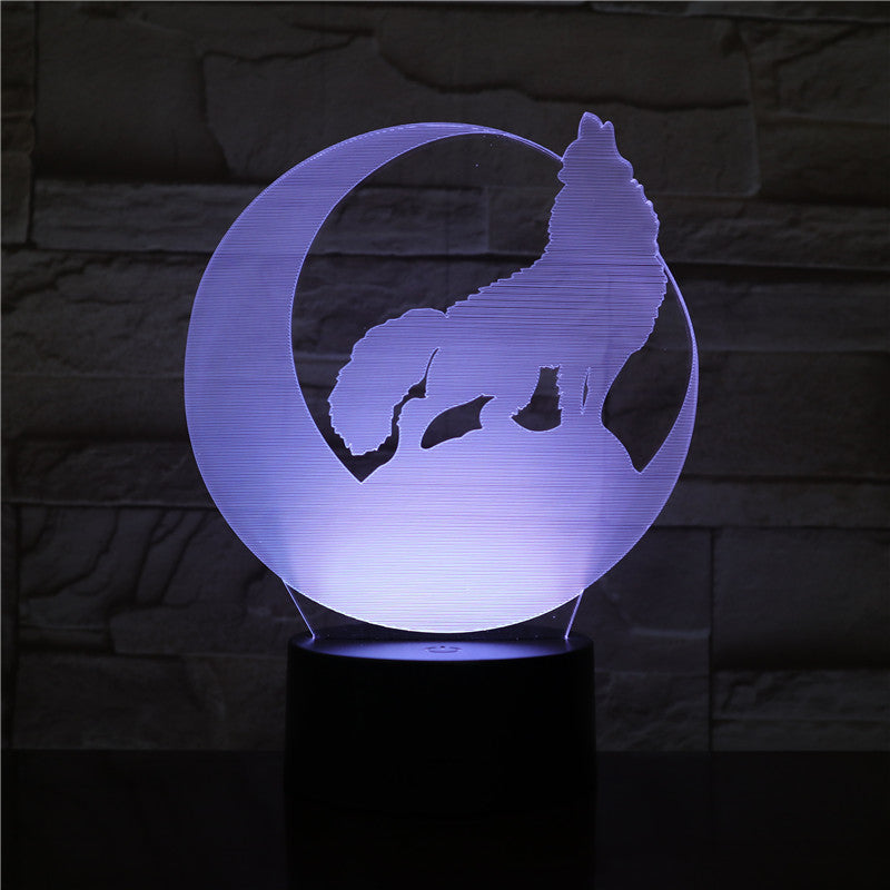 3D Wolf Howl In The Moon NightLight LED Animal Table Lamp 7 Colors USB Bedroom Bedside Sleep Light Home Decor Kids Gifts 2012