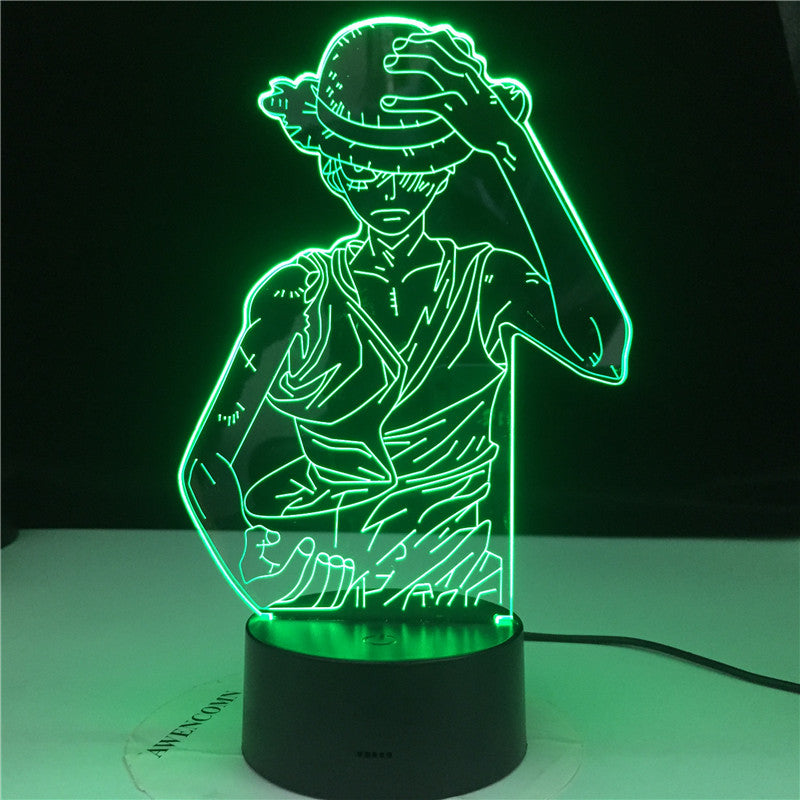 Anime One Piece Luffy Figure 3D Lamp Table Lamp USB Color Changing luminaria Child Sleeping LED Night light Boy Birthday Gift