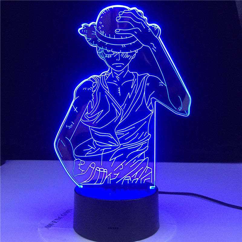 Anime One Piece Luffy Figure 3D Lamp Table Lamp USB Color Changing luminaria Child Sleeping LED Night light Boy Birthday Gift