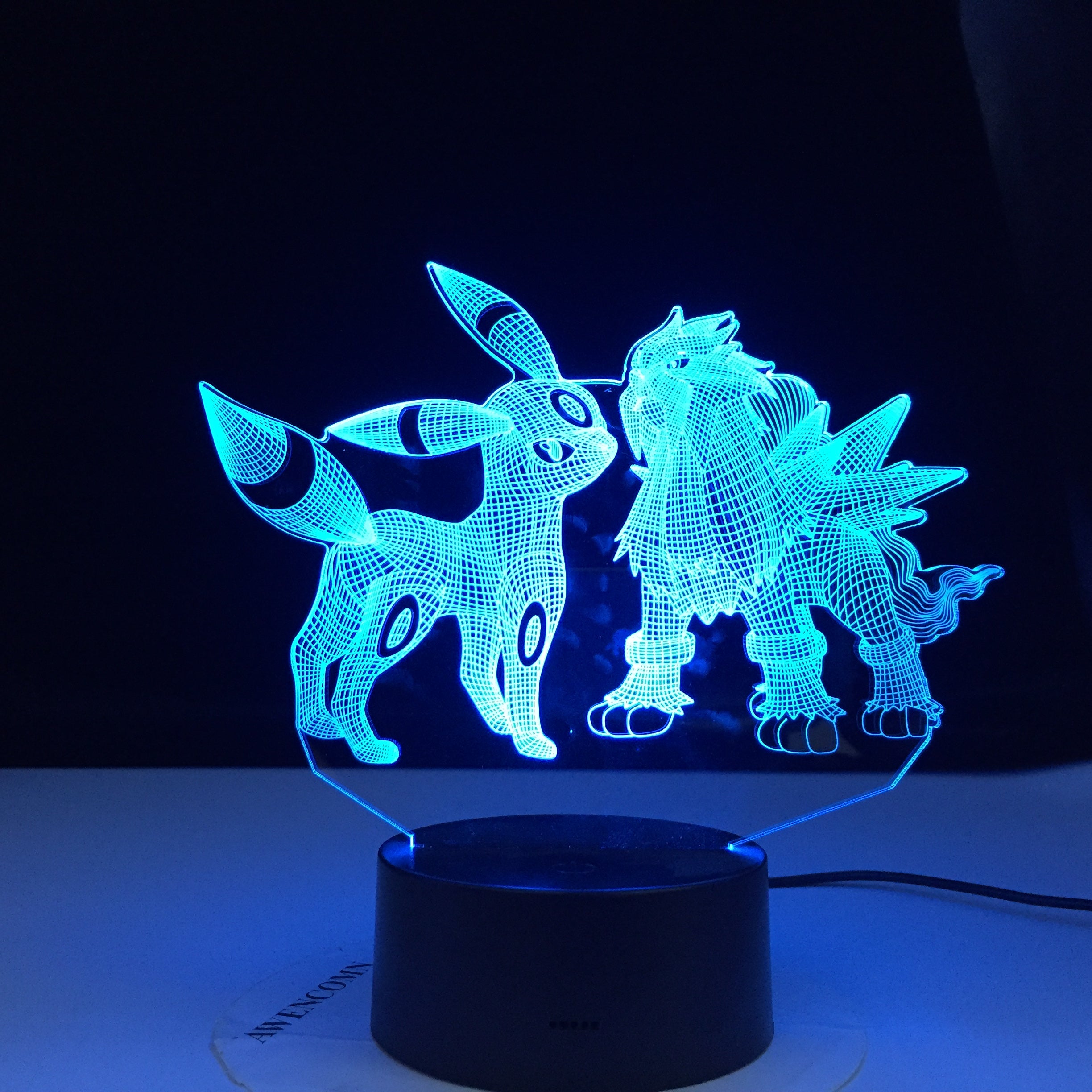Umbreon and Entei Figure Kids Night Light Led Touch Sensor Colorful Bedroom Light Cool Table 3d Lamp Pokemon Safe Light Gift