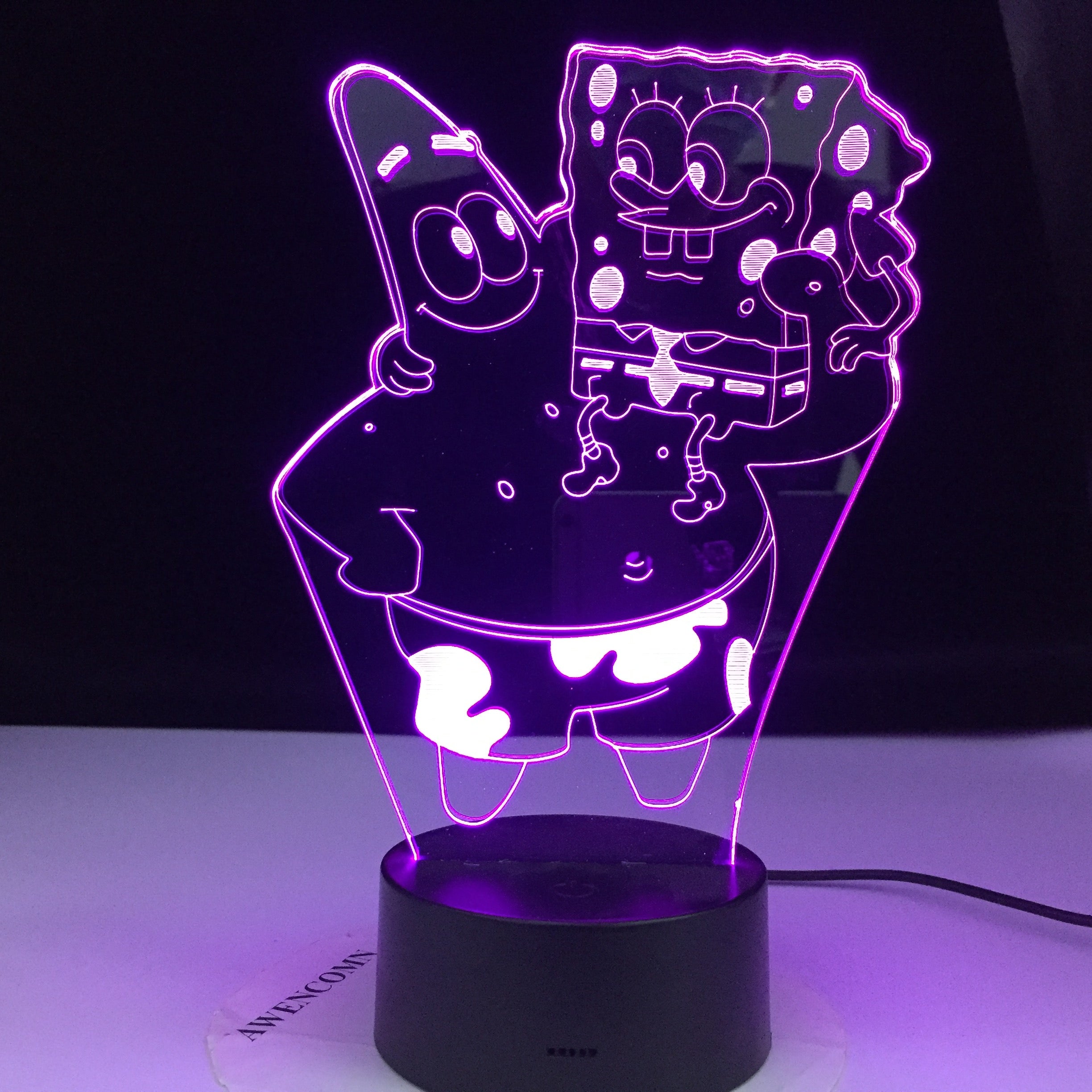 Cartoon Figure SpongeBob SquarePants Patrick Star Hologram 3d Led Night Light Baby Kid Bedroom Bedside Lamp Gift for Xmas Lights