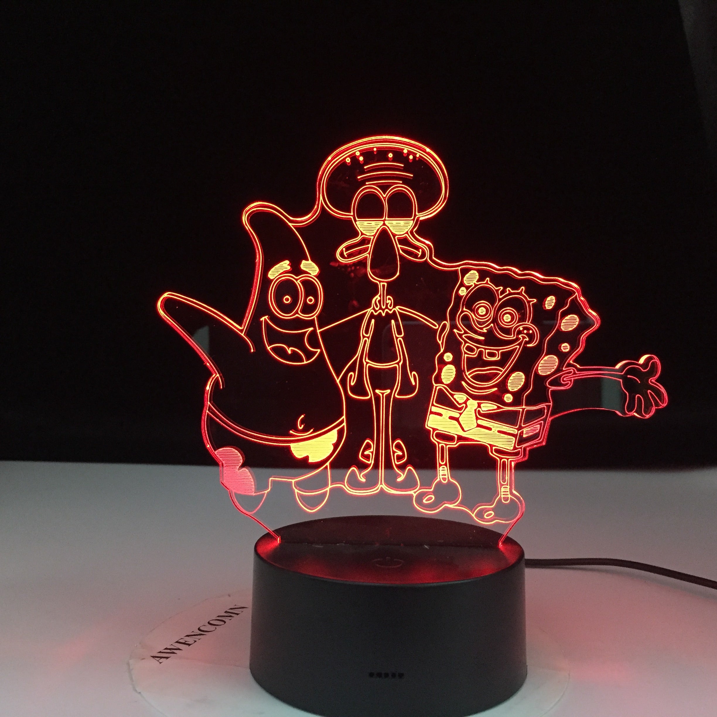 Cartoon Figure SpongeBob SquarePants Patrick Star Squidward 3d Led Night Light Kids Bedroom Bedside Lamp Gift for Decor Lights