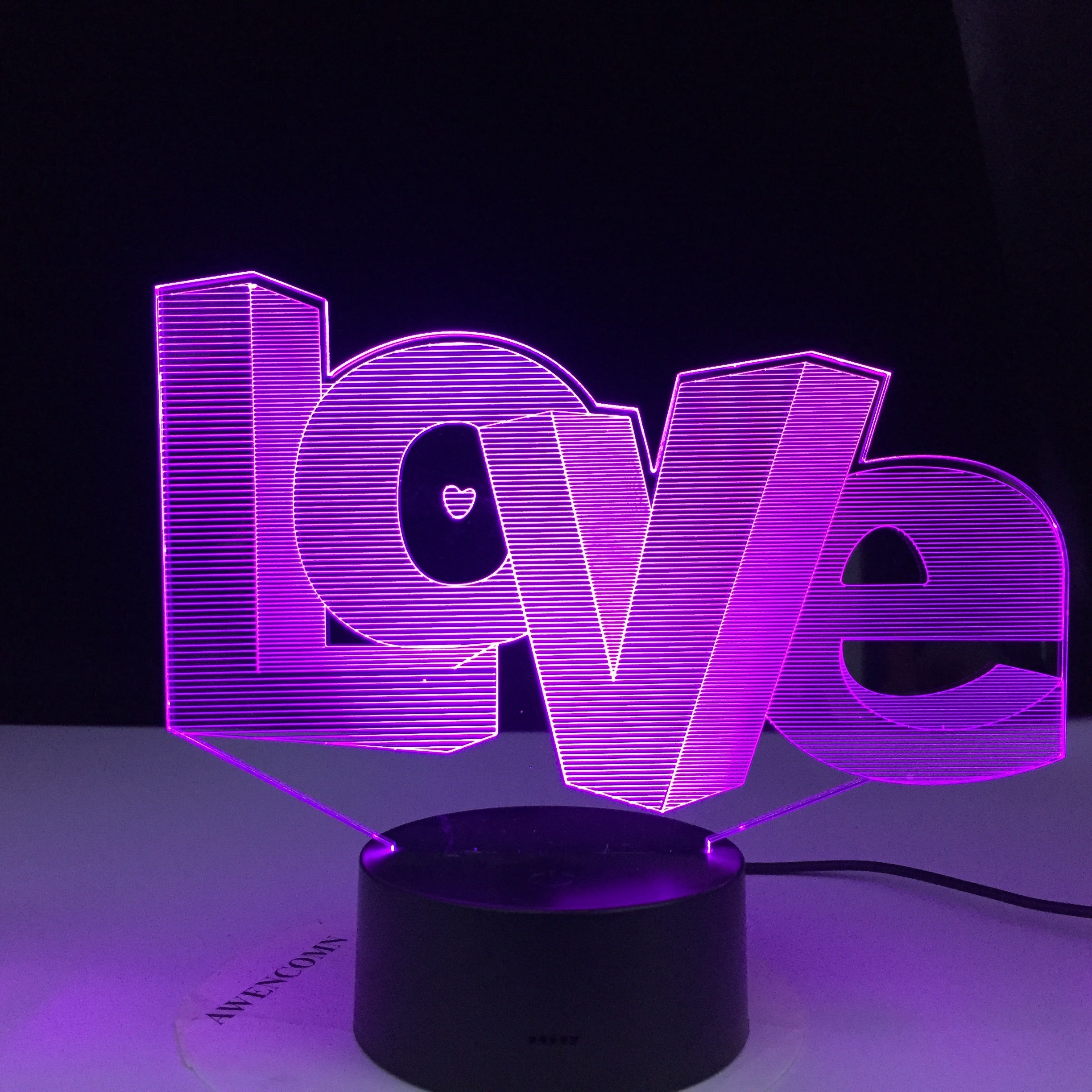 LOVE Letter 3D Night Light Creative illusion Deak Lamp Home Bedroom Decoration Lighting For Kids Parents Lovers Gifts Stuff