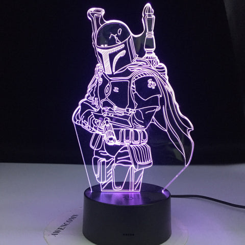 The Mandalorian Desk Lamp Boba Fett 3D illusion LED Night Lights Star Wars Model Lampen For kids Birthday Xmas Gifts