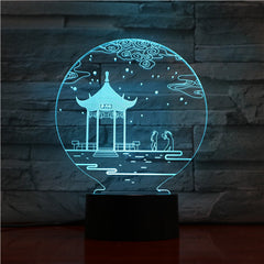 Ancient Pavilion 3D Lamp Table Lamp 7 Colors Changing Desk Lamp 3D Lamp Novelty Night Lights Led Light Valentine's Day Gift 1529