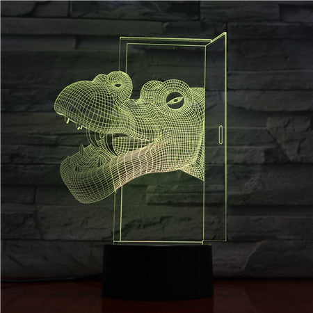 Hippo Head 3D LED Lamp USB Touch Remote Night Light Creative Animal Lamparas Home Bar Party Cool Table Beside Decoration 1512