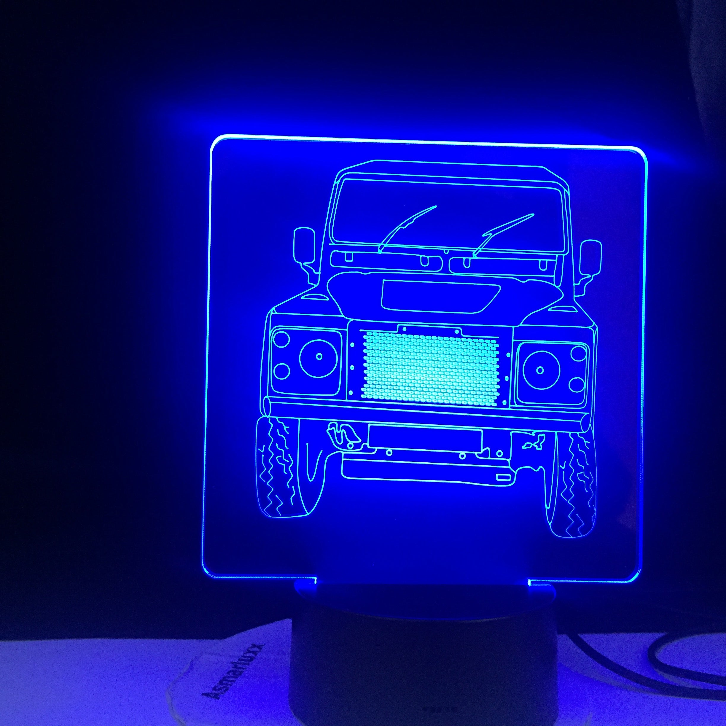 Offroad Landrover Car 3d Illusion Led Night Light for Child Bedroom Decorative Nightlight Unique Gift for Kids Room Desk Lamp