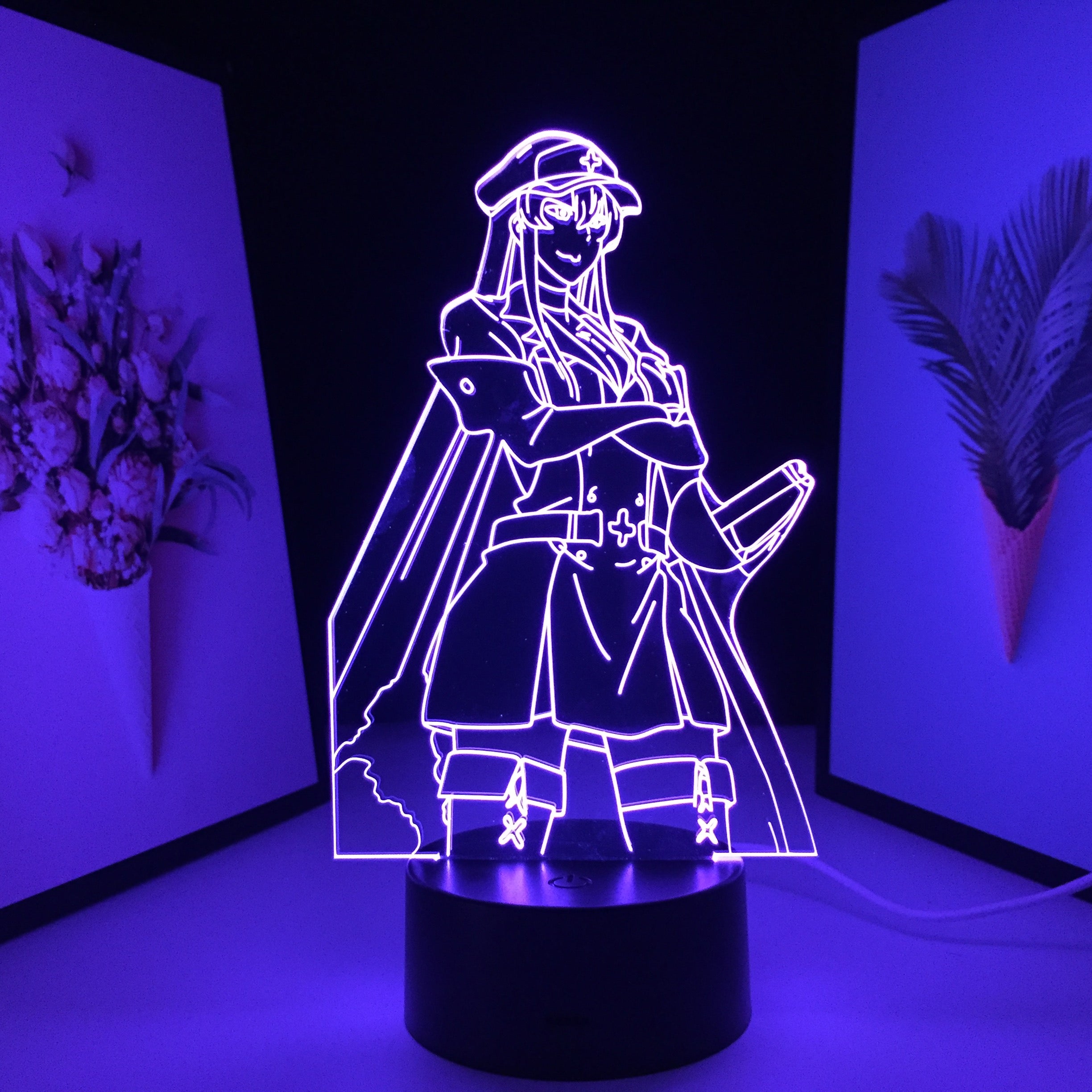 Akame Ga Kill Anime 3D Lamp Esdeath LED Night Light for Birthday Gift Room Decor Nightlight Manga Esdeath Figure Neon Light
