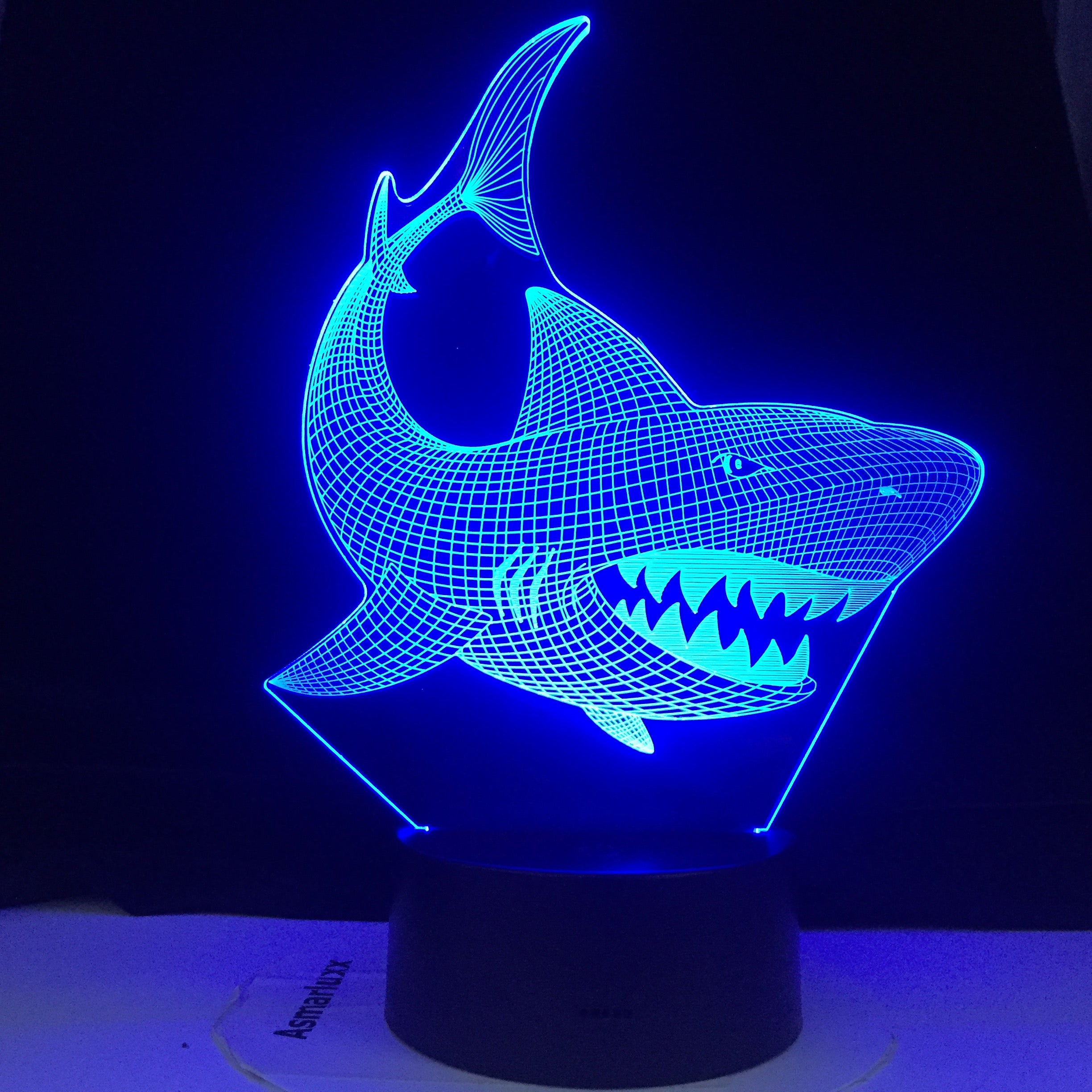 Color Changeable LED 3D Illusion Visual Night Light Bedroom Decoration Light Novelty Table Desk Lamp Kids Gift Shark Fish