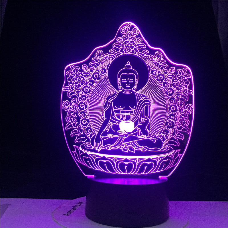Buddhism Bodhisattva Sensor Touching 3D Visual USB LED Souvenir Holiday Gift 7/ 16 Colors Change Desk Lamp Lamp