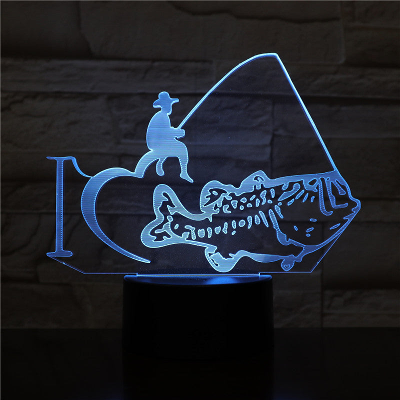 Creativ Fishing Man Table Lamp 7 Colors Changing 3D Table Lamp Novelty Fish Led Night Light Office Bedroom Decor Light 2480
