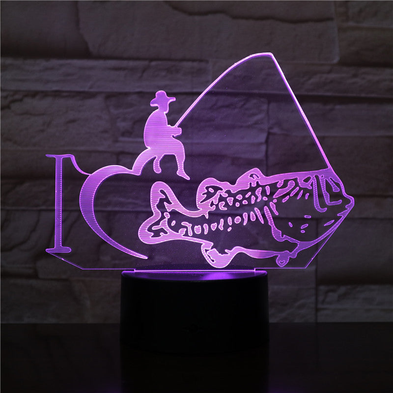Creativ Fishing Man Table Lamp 7 Colors Changing 3D Table Lamp Novelty Fish Led Night Light Office Bedroom Decor Light 2480