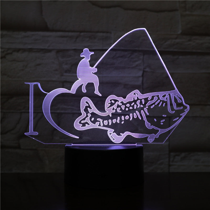 Creativ Fishing Man Table Lamp 7 Colors Changing 3D Table Lamp Novelty Fish Led Night Light Office Bedroom Decor Light 2480