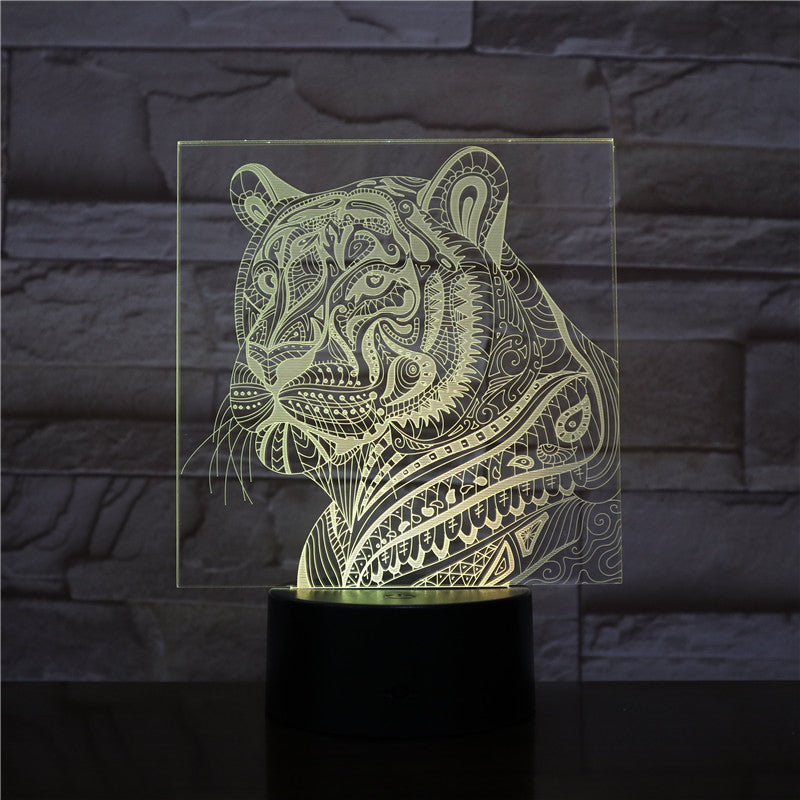LED Night Light Tiger Lampara Touch Sensor Child Kid Baby Gift Light Animal Home Decor Novelty Lighting Tiger Head 3D Lamp 2491