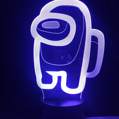 Game lamp Among us 7 Colors 3d Night Light Home Party Atmosphere Children Holiday Festival Gift Toy Led Clock Base Table Lamp