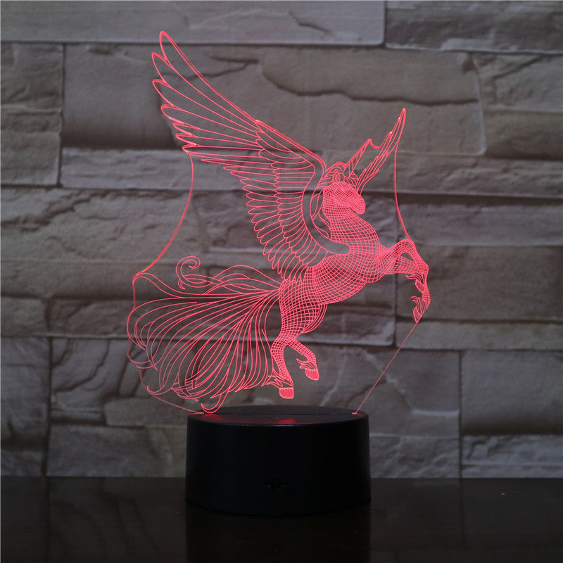 Flying Horse 3D Night Lamp Creative Novelty Electronic Gift Lamp Lovely cartoon Kid's toys Night Light Novelty Usb Lamp 3199