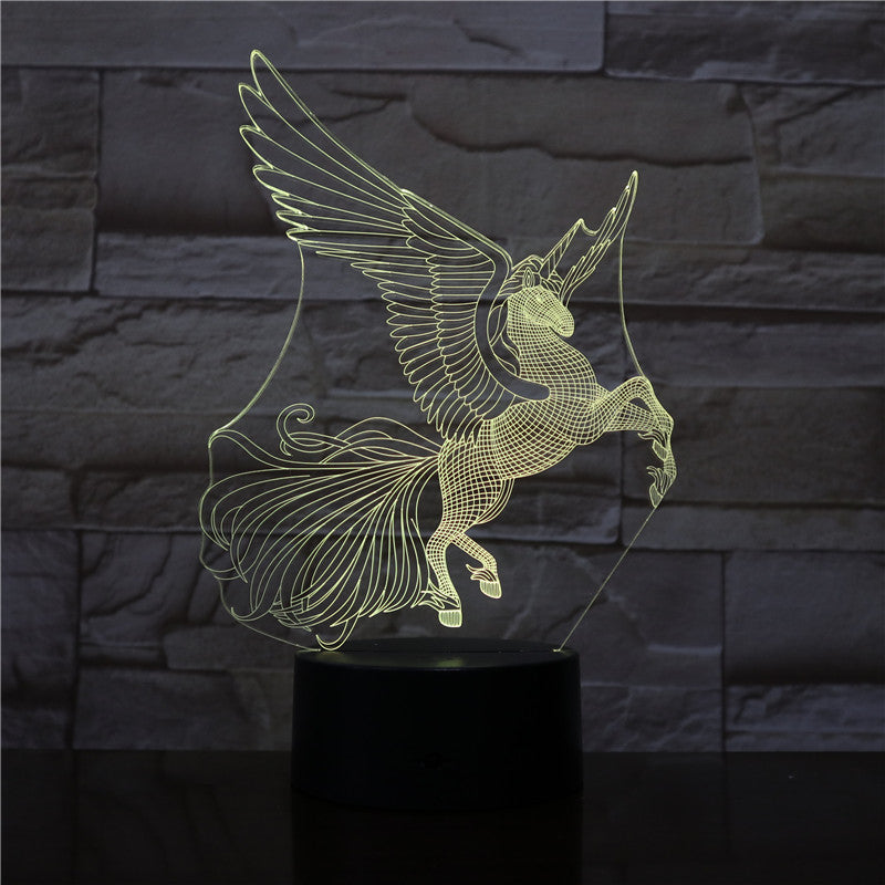 Flying Horse 3D Night Lamp Creative Novelty Electronic Gift Lamp Lovely cartoon Kid's toys Night Light Novelty Usb Lamp 3199