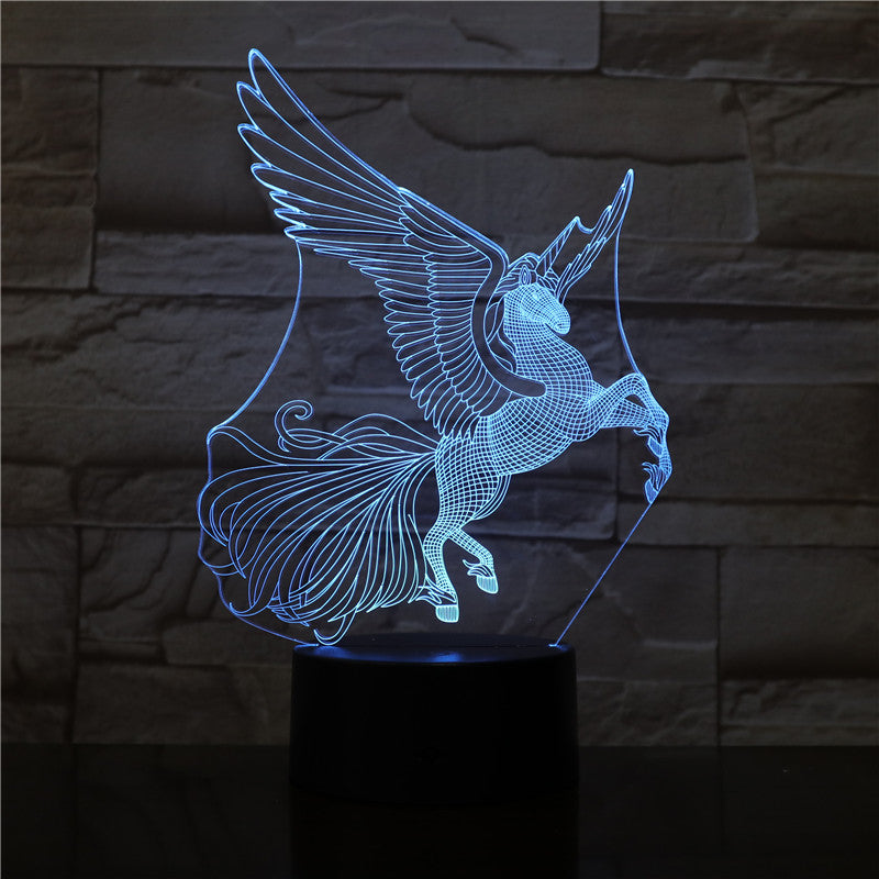 Flying Horse 3D Night Lamp Creative Novelty Electronic Gift Lamp Lovely cartoon Kid's toys Night Light Novelty Usb Lamp 3199