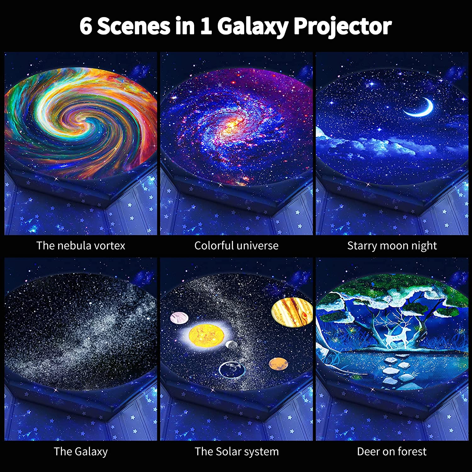 Planetarium Projection Decor Adjustable Focal Length Galaxy Projector 3d Lamp Star Projector Night Lights With Bluetooth Music
