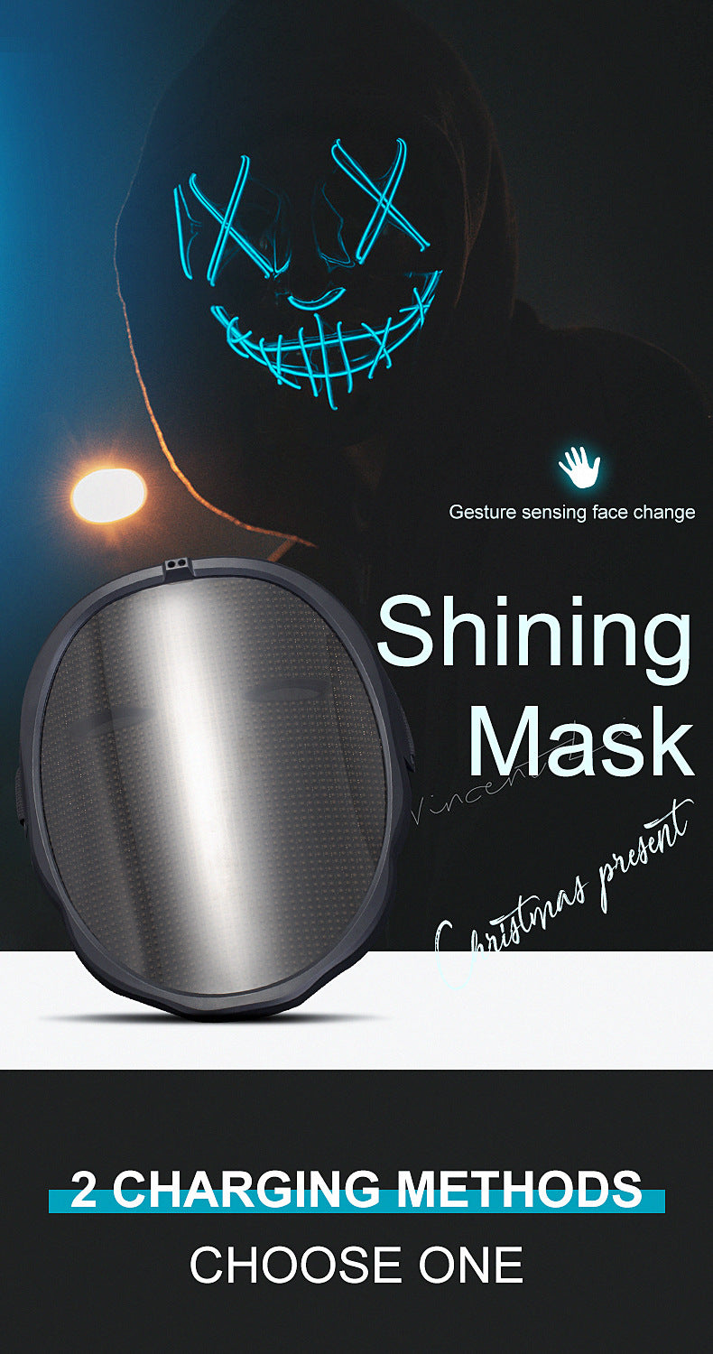 Bluetooth RGB Light Up LED Mask Diy Picture Animation Text Halloween Holiday Carnival Costume Party Game Child Masks Decor Gift