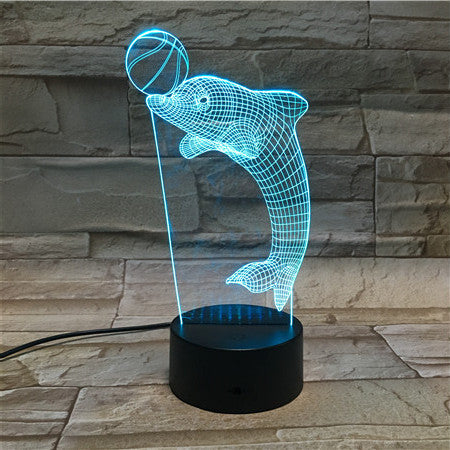 Animal Dolphin 3D Lamp RGB LED USB Mood Night Light Multicolor Switch Touch Remote Luminaria Children Bedroom kids Gift 49