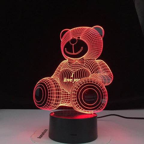 Loving Bear 3d Lamp Colorful Gradual Nightlight Led Touch Gift 3d Vision Table Lamps For Living Room Desk Lamp New Year Deal