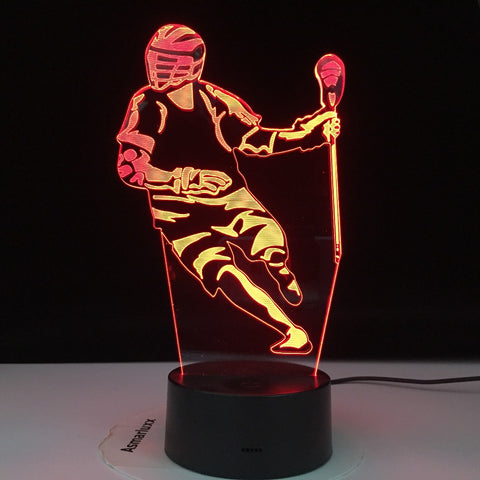 Playing Baseball 3d Lamp 7 Color Home Light Ice Hockey Small Table Lamp Acrylic Small Table Decoration Kid Bed Desk Lamps