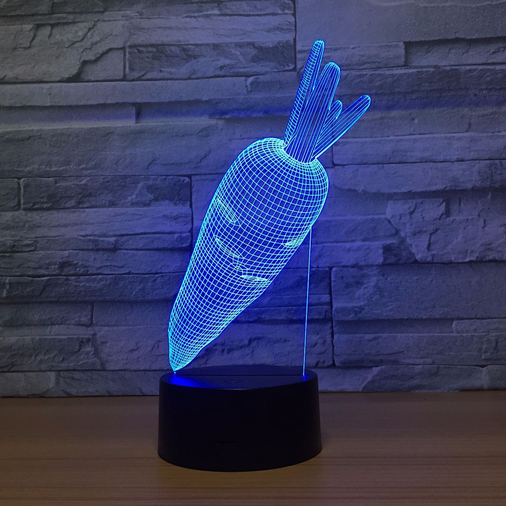 Rabbit Carrots Acrylic 3D Night Light LED 7 Colors Changing USB Creative Desk Lamp Bedroom Lights Home Decor Kid's Gift