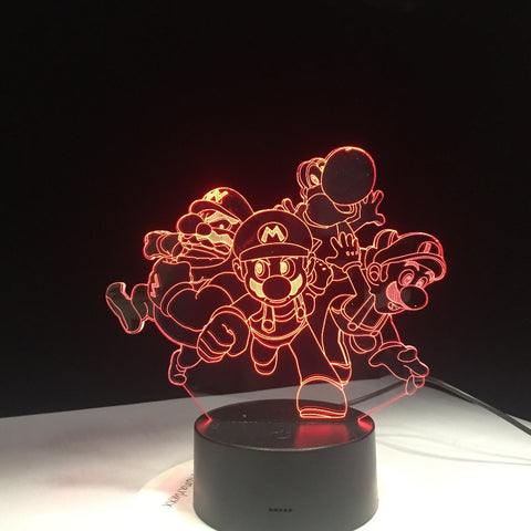 Super Mario Bros Luigi Toad Dragon 3D Desk Table Light Lamp USB Acrylic Super Gift for Children Baby Sleep Lamp Nursery Light