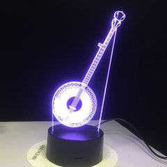 Chinese Banqin Guitar Model Desk Table Lamp Creative Musician Gift 3D Illusion Lamp LED Light for Household Decorate Lamp