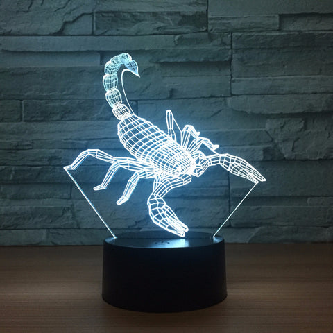 Scorpion 3D LED lamp 7 Colors RGBW Home Decor Atmosphere LED Night light USB LED Unique Special Decor Light for Drop Shipping