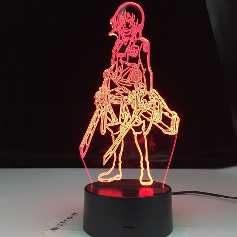 3D Lamp Attack on Titan Mikasa Ackerman Figure Kids Nightlight for Room Decoration Led Color Changing Night Light Anime Gift
