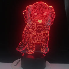 Dog 7 Colors 3D Lamp Changing Night Light Touch Remote Base Gifts For Children Bedroom Decor Acrylic Plate Support USB Charging