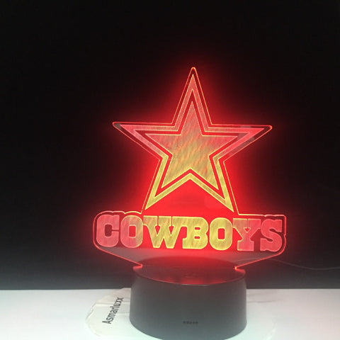 Cowboy Logo Light Gift 3D LED Lamp Shape Night Lamp 7 Colors Change Decoration Lights Best Birthday Gift Drop Shipping
