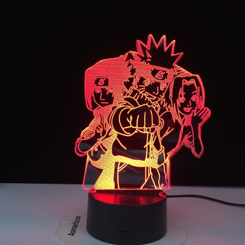 Naruto Uzumaki Led Night Light Anime Team 7 Sasuke Kakashi Hatake Kids Nightlight Itachi Uchiha 3d Lamp Child Brithday Gift