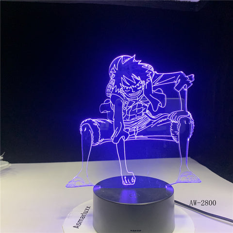 One Piece Luffy Table Lamp 3D LED Touch Switch Night Light Anime USB 7 Colors Atmospheres Decor LED Lighting Decor Gifts AW-2800