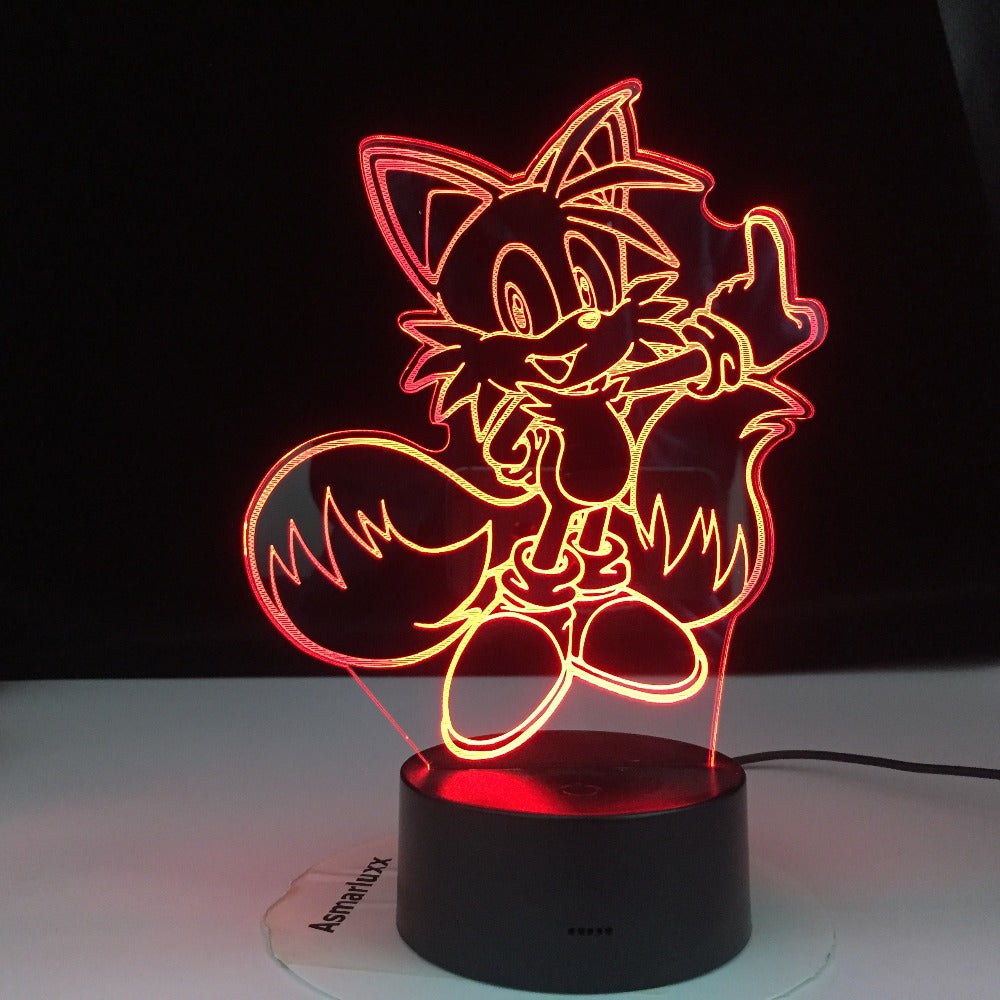 Cartoon Night Light ABS Base With Acrylic Light Borad Optical illusion Sonic the Hedgehog Amine Desk Lamp Dropshipping
