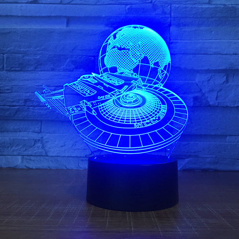 Star Wars Millennium Falcon With Earth 3D LED Lamp Boy Bedroom Night Light Trek Decor Bulbing Kids Toys Child Gift Luminaria