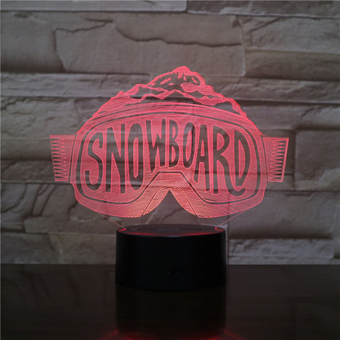 3D-2530 Snowboard Glass Shape LED Acrylic Night Light with 7 Colors Touch Remote Control Illusion Change Gift for Lovers