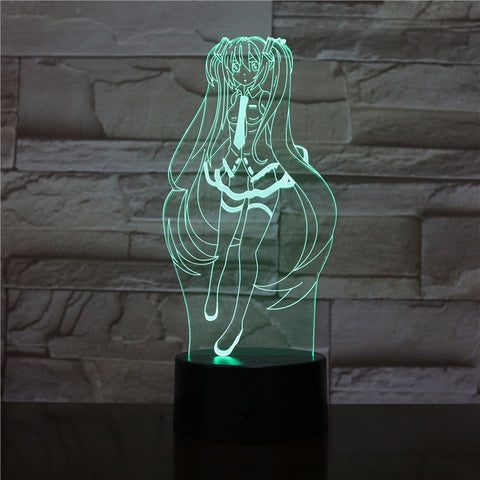 Hatsune Miku Figure USB 3D LED Night Light Multicolor RGB Boys Child Kids Baby Gifts Decorative lights Music Table Lamp Bedside
